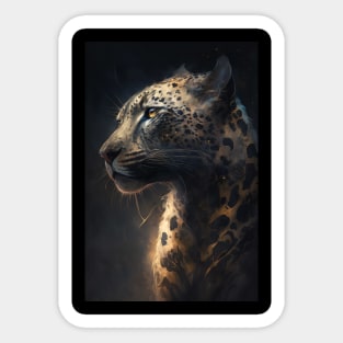 Leopard Portrait Animal Nature Wildlife Dark Painting Wild Spirit Sticker